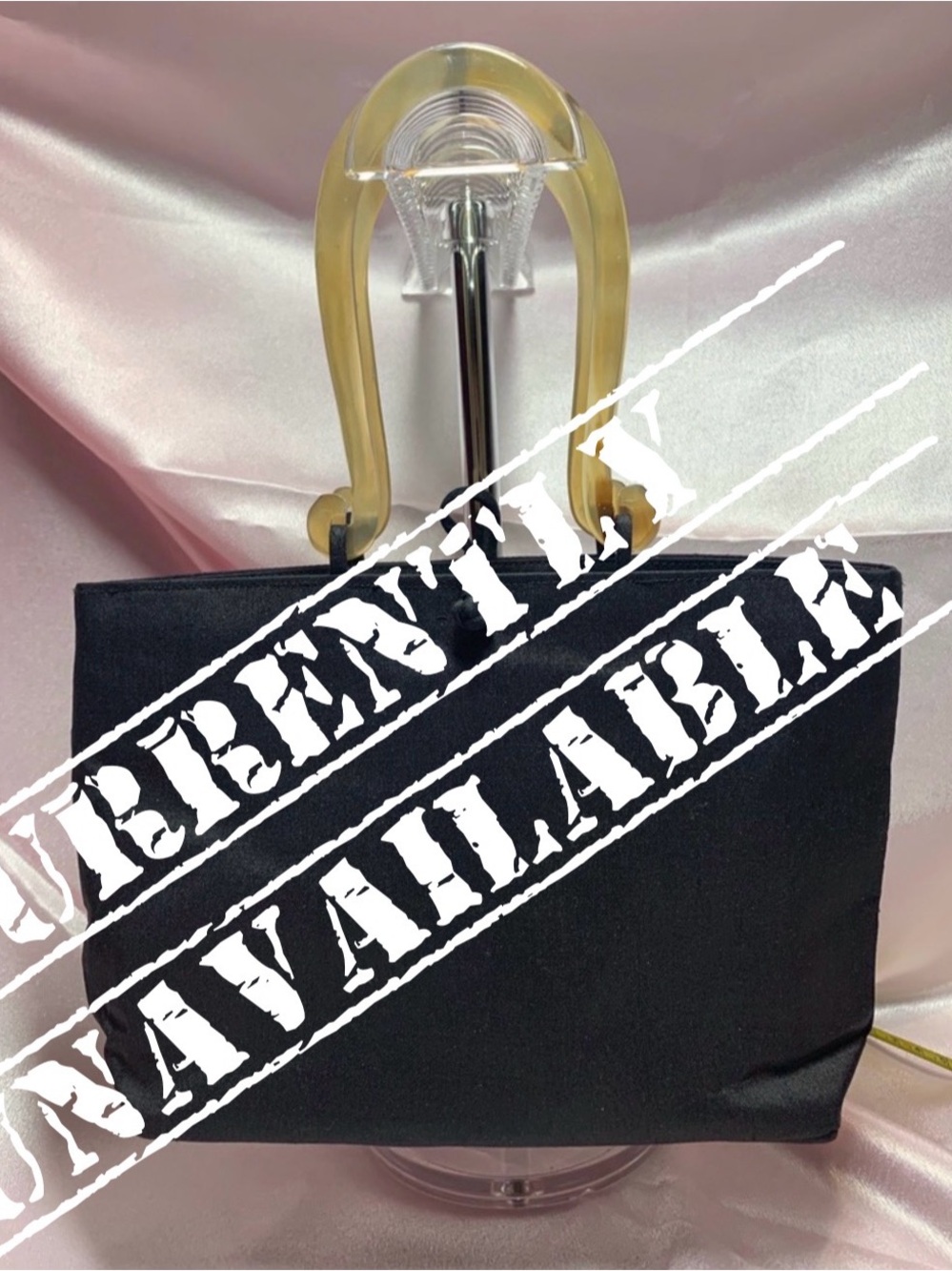 Little Black Silk purse w/genuine Horn Handles